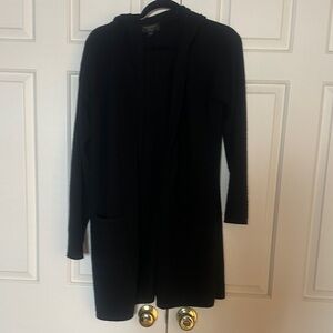 Women’s Charter Club Luxury Black Hooded Open Cashmere Cardigan. Sz PM